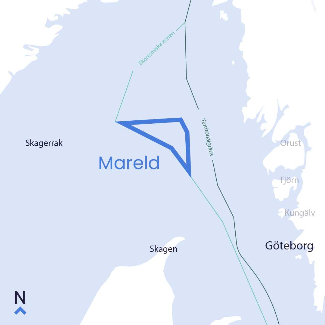 Kartområde för vindkraftskparken Mareld.